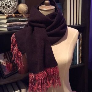 Soft Fleece Scarf with Rust Fringe